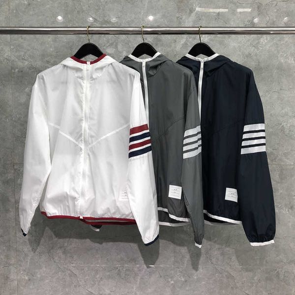 

time breate thin tb cardigan spring/summer couple hooded crackproof nylon casual windbreaker jacket, Black;brown