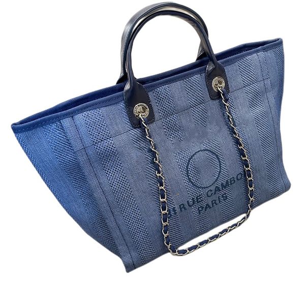 

2023 summer designer bags handbags tote bag channel chain beach women luxury fashion knitting purse shoulder large capacity canvas totes sho