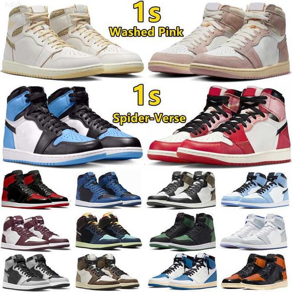 

jumpman 1 1s mens basketball shoes spider-verse bred patent starfish chicago lost found dark mocha university blue spider verse men women tr