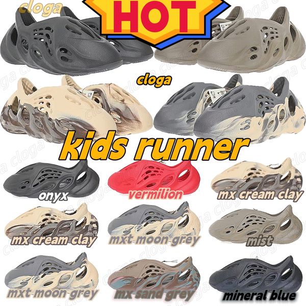 

big kids runner shoes sandals foam children slipper summer vermilion mist onyx moon grey designer brand boys girls size eur28-33 jdi2, Black;red