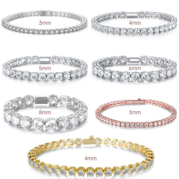 

cullinan custom fashion chain bracelets cubic zirconia jewelry wholesale platinum plated 6.5inches 3mm tennis bracelet for women, Silver
