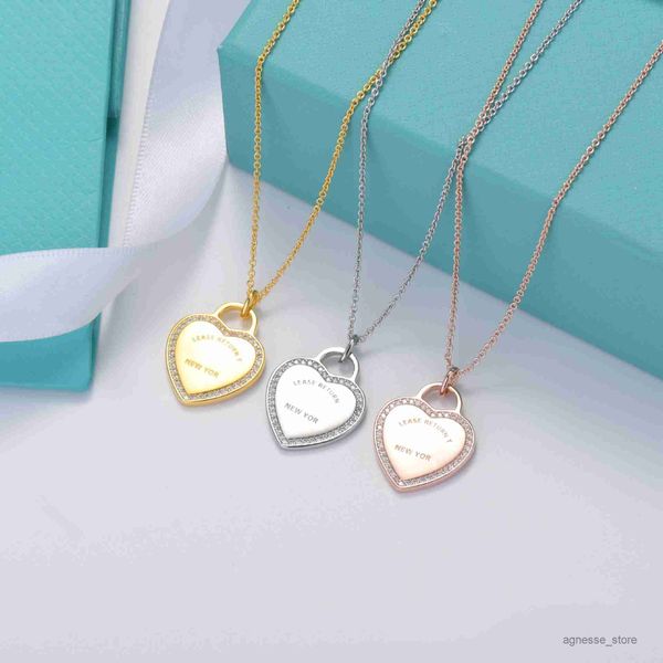 

pendant necklaces home diamond-encrusted design love necklace women's silver gold print letter heart pendant collarbone necklace festiv