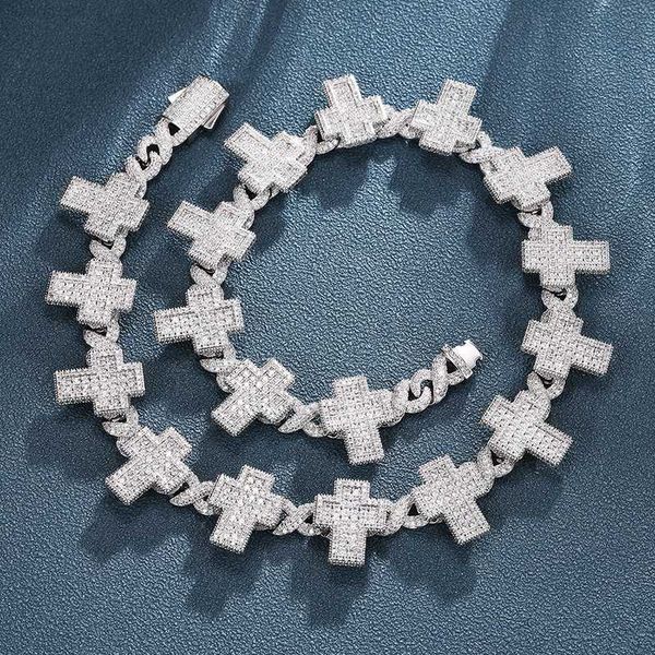 

new arrival 8mm moissanite cross cuban link chain hip hop jewelry 925 silver pass diamond tester iced out cuban necklace for men