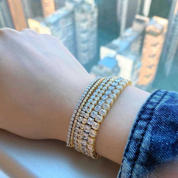 

js6004 luxury 925 sterling silver iced out diamond moissanite tennis bracelet 2/3/4mm cz hand bracelets for women