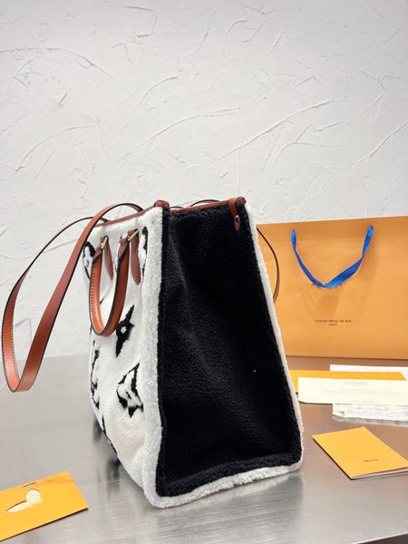 

women teddy totes designer handbags classic letter print tote bags shopping bag fashion wool crossbody shoulder bag wallet 40cm 1998