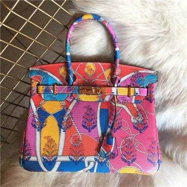 

totes birkins designer h family brand bags designer backpacks colored graffiti women's litchi pattern layer leather shoulderqq