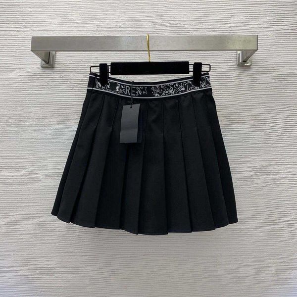 

23ss designer skirts women designer clothes new waist jacquard letter logo elastic high waist pleated half skirt short skirt women clothes, Black