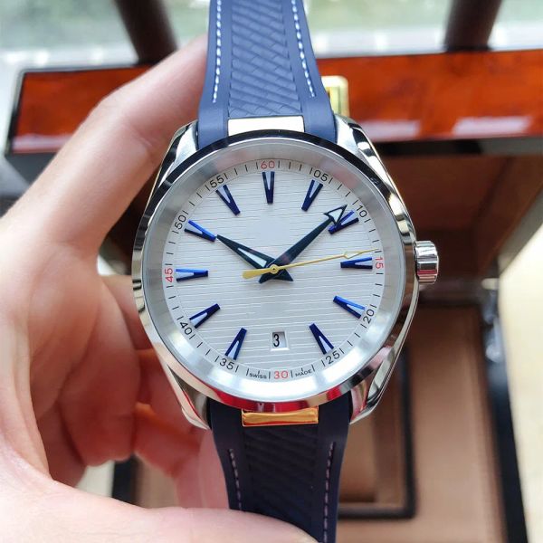 

sea 150 aaa 3a quality band watches 41mm men sapphire glass 007 rubber with gift box automatic mechanical jason007 master watch 06, Slivery;brown