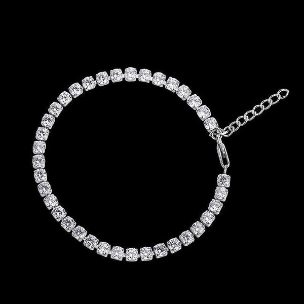 

silver stainless steel iced out chain women diamond tennis bracelet