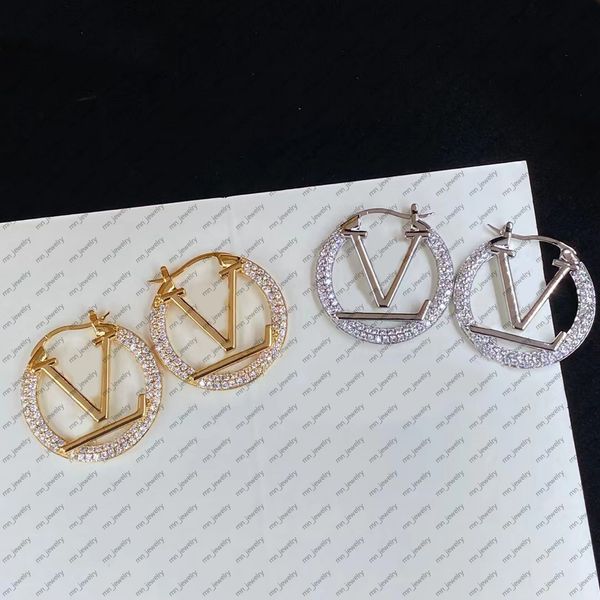 

gold and silver hoop earrings. luxury rhinestone stainless steel designer earrings for women. brand classic designer jewelry, Golden;silver
