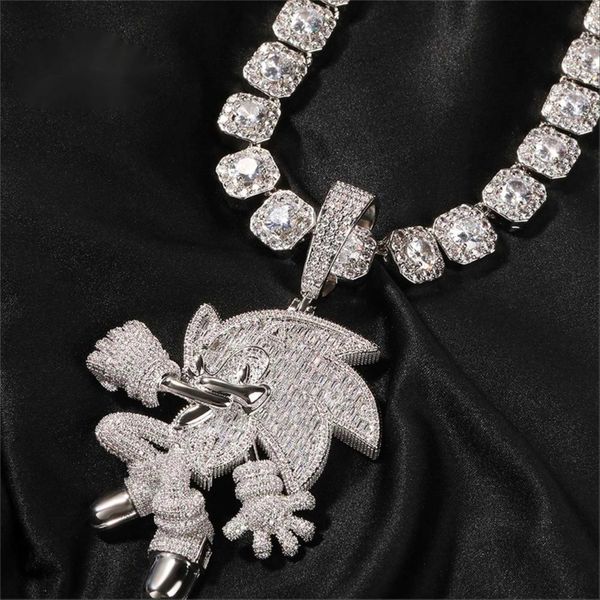 

custom design hip hop cartoon pendant zircon silver iced out moissanite pass diamond tester