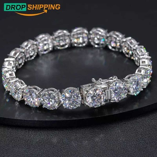 

drop shipping big guy 10mm 925 sterling silver real vvs moissanite diamond tennis bracelet fine jewelry for men women