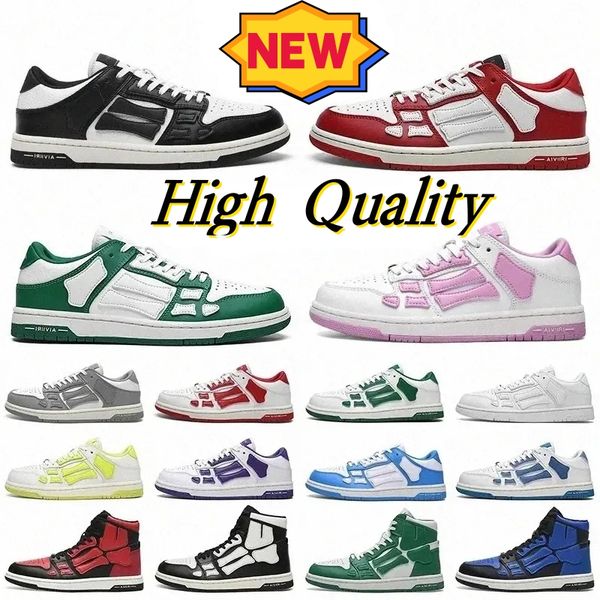 

designer men athletic shoes skelet bones runner women sports shoes retro sneakers skel low casual shoes genuine leather lace up am1r1s train, Black