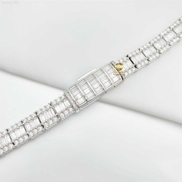 

hip hop custom baguette 8mm/11mm iced out 925 sterling silver cz tennis chain necklace