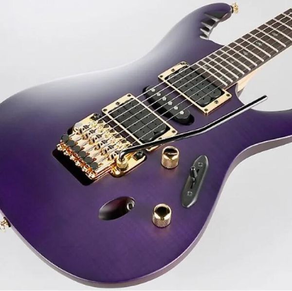 

herman li egen18 transparent matte violet electric guitar flat ultra-fast neck flyod rose tremolo bridge abalone oval inlay gold special cut