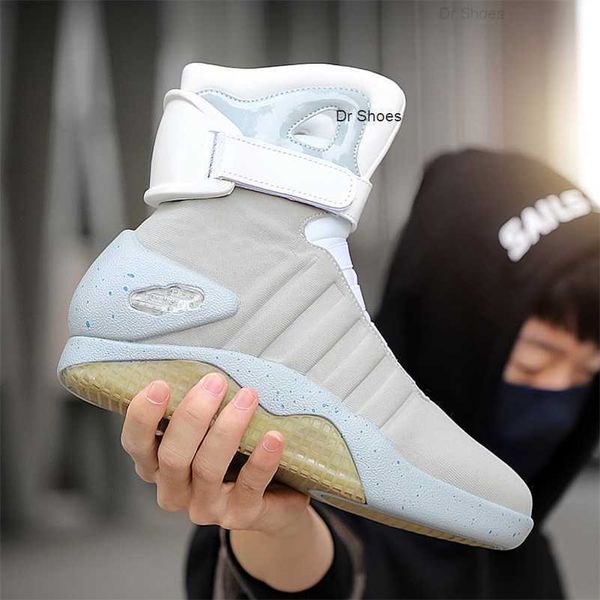 

7ipupas boots for men women usb rechargeable glowing shoes man winter boots party shoes cool soldier boots back to future 211020, Black