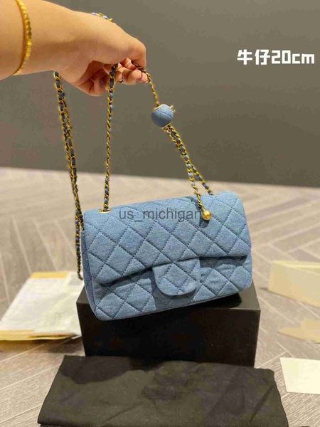 

evening bags 2022 golden ball denim messenger bag chain women's bag 20cm j230712