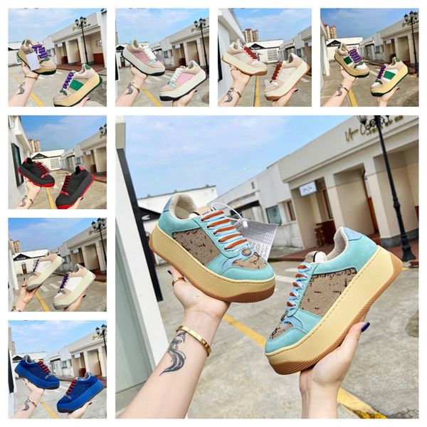 

luxury designer women men shoes basket high-sneakers contrast color ankle mesh thickening sport shoe fashion comfortable trend size 36-45, Black