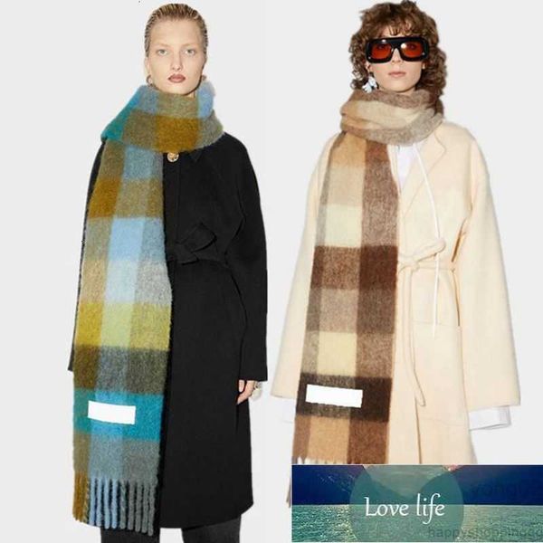 

europe latest autumn and winter multi color thickened plaid women's scarf ac with extended shawl couple warm a1 factory price expert de, Blue;gray