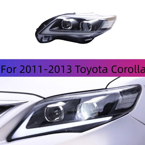 

car styling for 20 11-20 13 toyota corolla headlight assembly led drl turn signal double lens xenon lamp automotive accessories