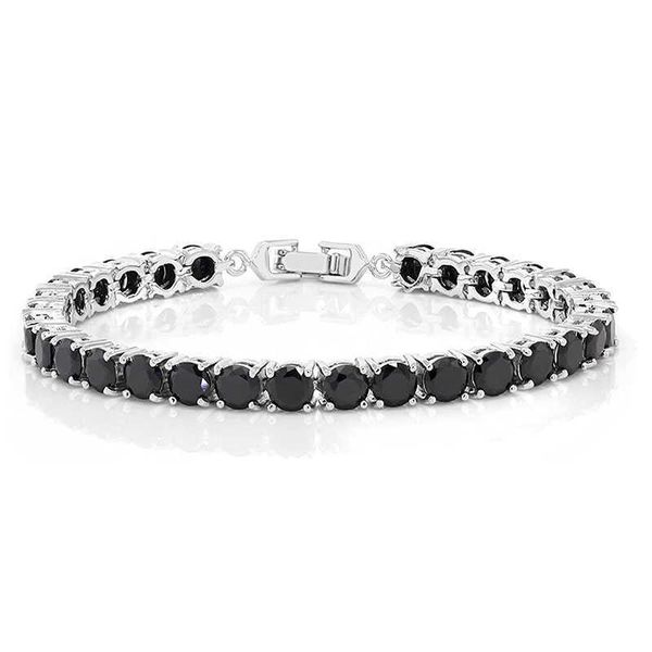 

gem stone black round cubic zirconia cz women's tennis bracelet, Silver