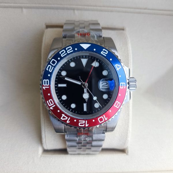 

luxury mens automatic gmt cola circle ceramic watch 40mm all stainless steel gliding u1 buckle swimming watch sapphire luminous watch rolej, Slivery;brown