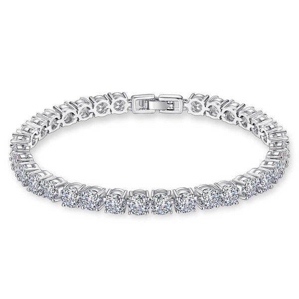 

2023 fashion zircon tennis bracelet 5mm women plating white bling bangle 3a cubic zirconia for gift, Silver