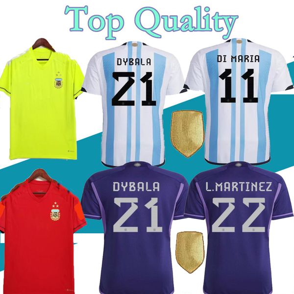 

22 23 argentina 3 stars soccer jerseys 2023 champions finals special fans player version dybala martinez maradona football shirt men women k, Black;yellow