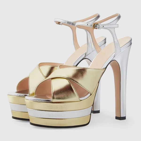 

metallic feeling women's platform sandals cross ankle stiletto heel dress shoes genuine leather fashion open toe high heel sandals pump, Black