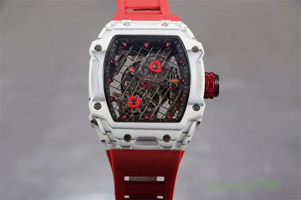 

zy rm27-04 watch features a fully automatic mechanical movement sapphire glass mirror carbon fiber case with a natural rubber strap designer, Slivery;golden