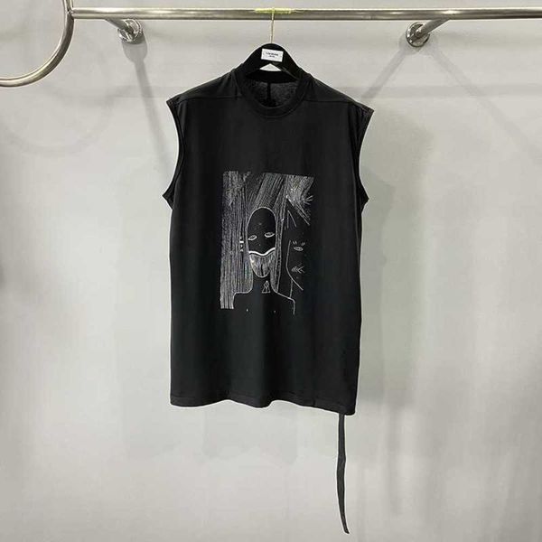 

subhuman men's 23 new line sketch print loose size sleeveless ragged edge black long tank top, White;black