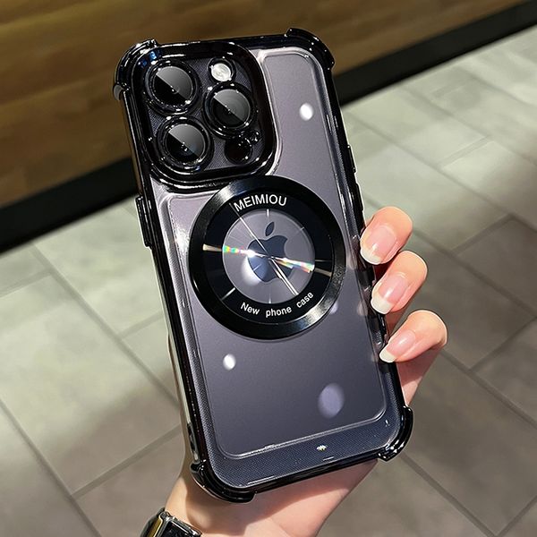 

luxury magsafe wireless charging phone case for iphone 11 12 13 14 pro max plus magnetic transparent electroplate bumper cover