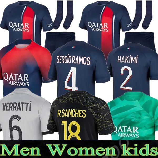 

maillots white away 10 mbappe 7 soccer jerseys r. sanches hakimi 23 24 enfants maillot french 2023 psgs fourth football shirts men kits kids, Black;yellow