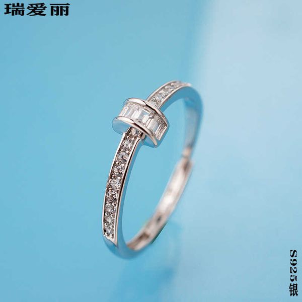 

designer new s925 silver ring female zircon card nail living small fragrant wind open