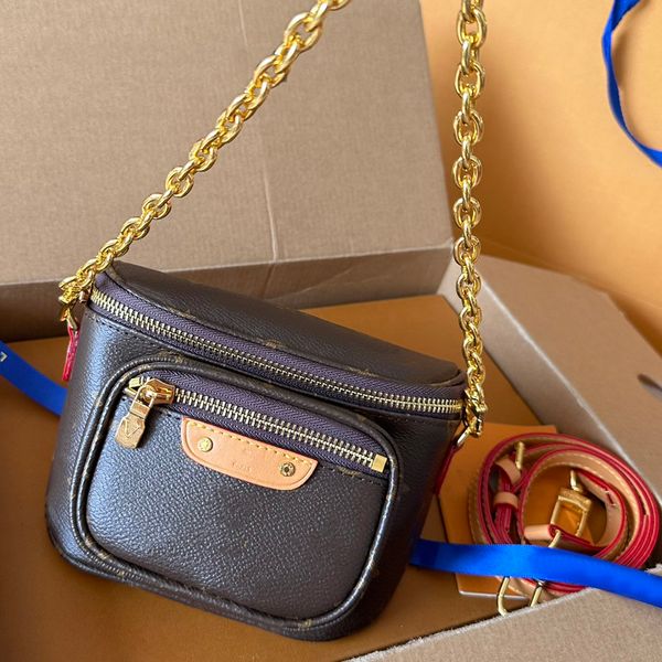 

brown mini bumbag for women luxury designer waist bags mens fannypack chains strap designers crossbody bag ladies belt bag v sac purse