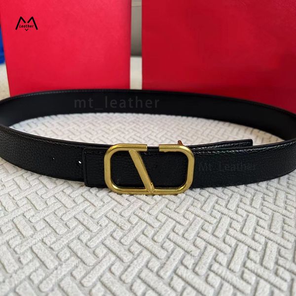 

mens belt designer for women valentine fashion leather gold buckle width 3.8 black litchi grain waistband 105-125cm with box wholesale lady, Black;brown