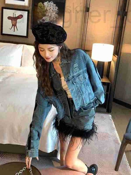 

men's jackets designer designer wind denim jacket 23 early spring new vintage letter patch pocket side contrast stitching short quym 8k, Black;brown