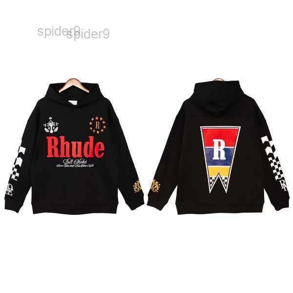 

rhudes hoodie mens designer hoodies casual men women sweatshirts for autumn fashion pullovers us size s-xl xw3e, Black