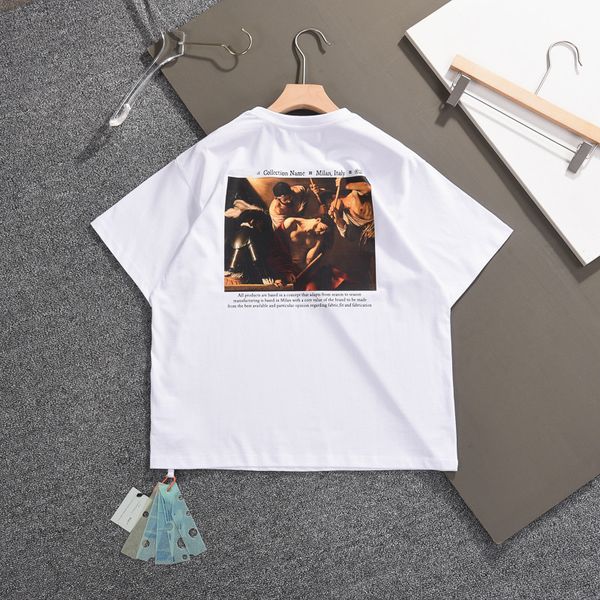 

2023 mens&womens designer graffiti t-shirts printed fashion man ofs whits t-shirt cotton casual tees short sleeve luxury hip hop streetwear, White;black