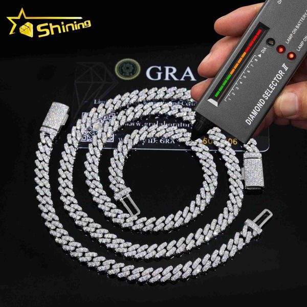 

pass diamond tester drop shipping 6mm width one row 925 sterling silver vvs moissanite diamond cuban link chain bracelet