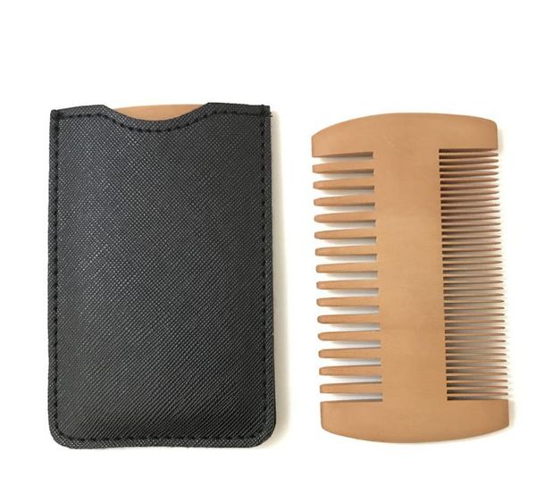 

2021 new pocket wooden beard comb double sides super narrow thick wood combs with bag pente madeira lice pet hair tool, Silver