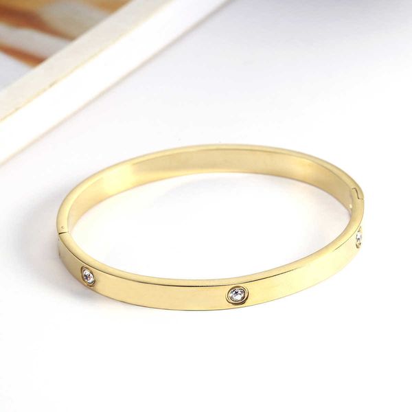 

designer new fashionable and minimalist card 18k advanced edition full diamond bracelet stainless steel titanium, Black