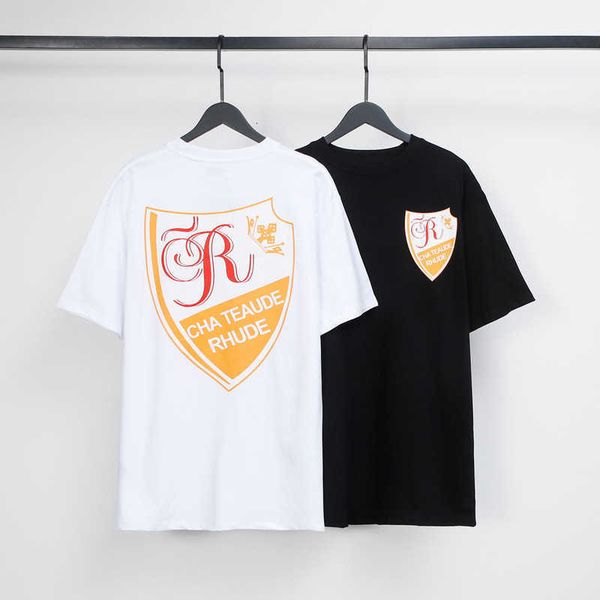 

men's t-shirts craftsmanship rhudes summer fashion designer rhude shield letter printing casual round neck short sleeve couple loose bo, White;black