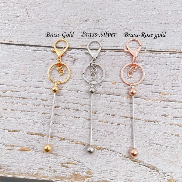 

foreign trade diy beaded metal keychain enterprise activity commemorative gift keychain spot, Silver