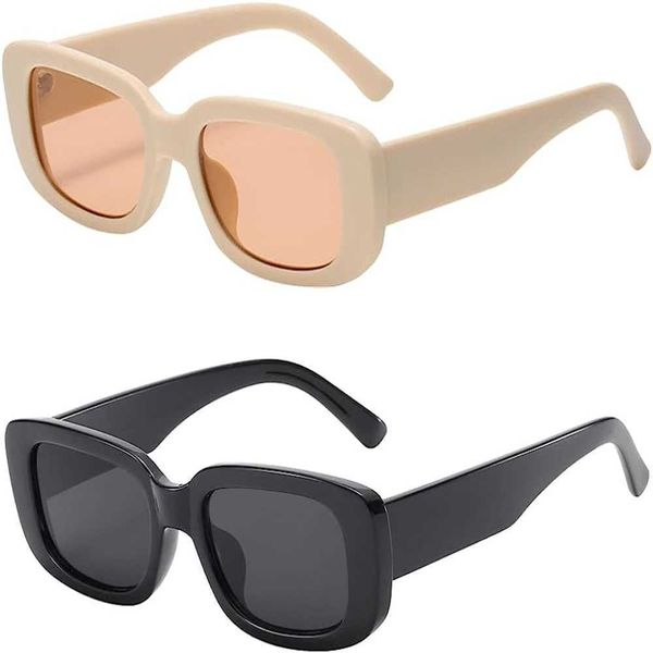 

rectangle sunclasses for women men trend retro fashion uv 400 protection square frame 1hnt, White;black
