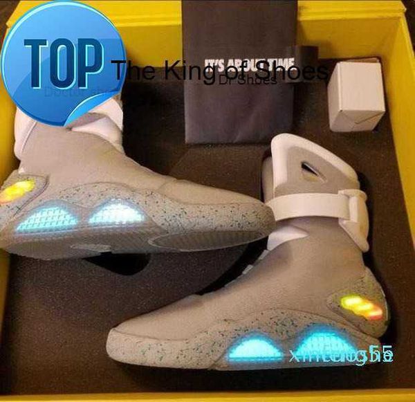 

automatic laces sneakers led shoes dark gray marty mcfly 's lighting up mags black red air mag back to the future glow in the with box