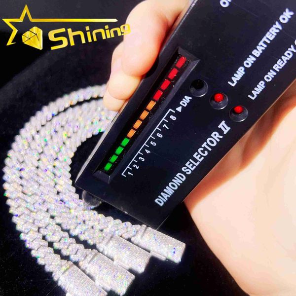 

selling pass diamond tester 925 sterling silver hip hop 8mm 2 row design iced out vvs moissanite diamond cuban link bracelet