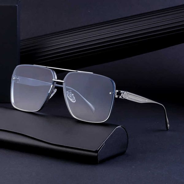 

metal double beam sunglasses for men's trendy box cut edge driving sunglasses for men's glasses 2023, White;black