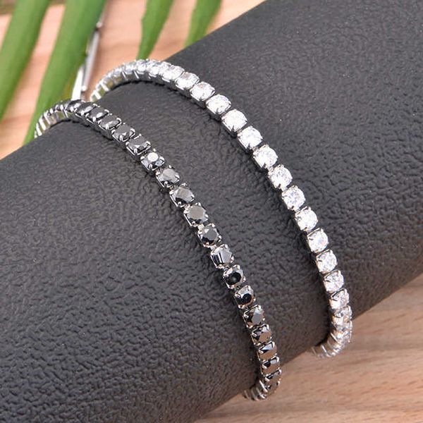 

new design hip hop 3mm stainless steel zircon women men bracelet cuban chain tennis, Silver