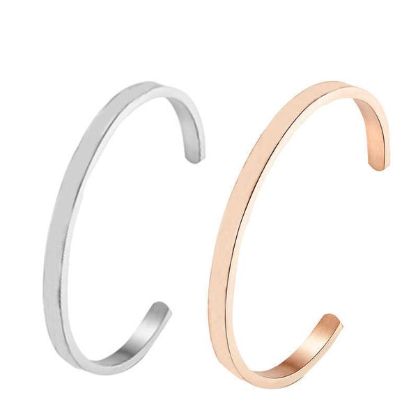 

designer card simple bracelet silver rose gold fashion versatile ins colorless open-ended couple girlfriend handicrafttjd1, Black